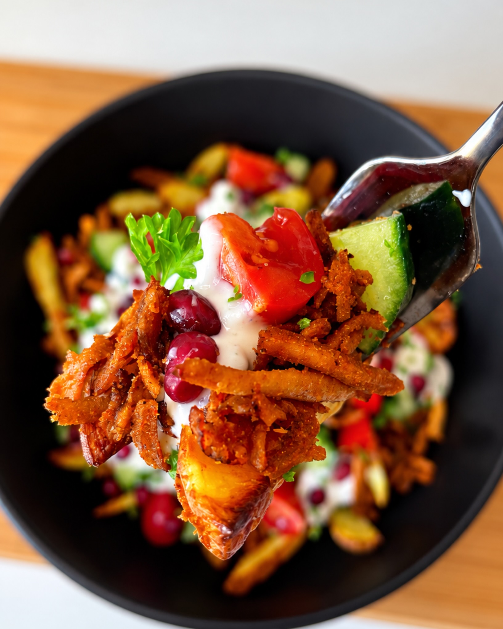 Loaded Shawarma Fries mit Crispy Tofu